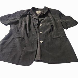 August Max blazer Woman 18W Black Silk Short-Sleeve Jacket classicore mallgoth